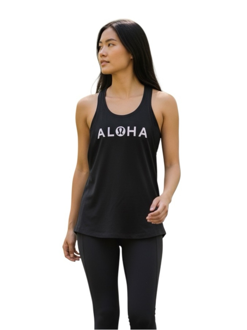 RARE! LULULEMON Aloha Graphic Black Cool Racerback Tank Top Size 4/6